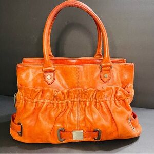 BOTKIER Orange Leather Purse Zipper
Large Shoulder Bag Tote Purse-VINTAGE